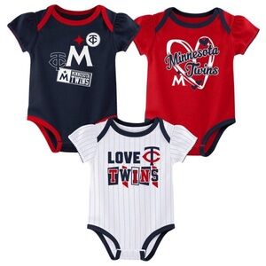 MLB Minnesota Twins Infant Girls' 3pk